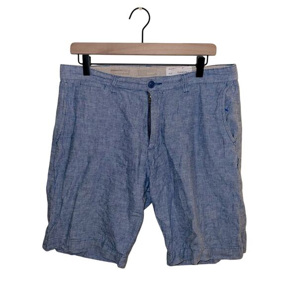 BBRUNO New York Mens Blue Linen Blend Bermuda Shorts Size 32 - Picture 1 of 5
